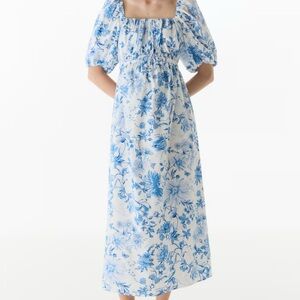 Floral Blue and White Maternity Maxi Dress